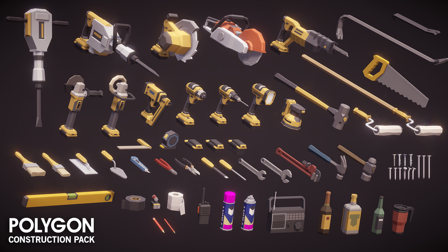 Low poly power tool game assets