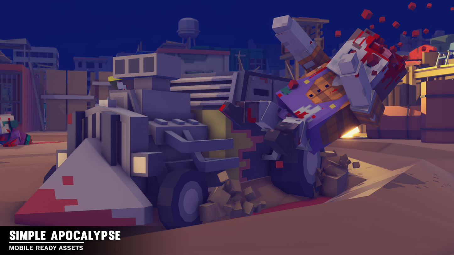 A 3D game hot rod car asset crashing into a zombie character