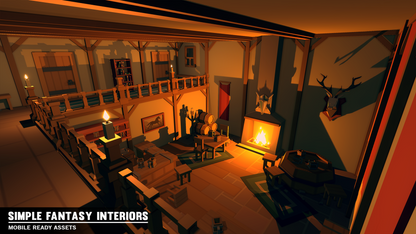 Interior view of a cabin made for fantasty 3D low poly games