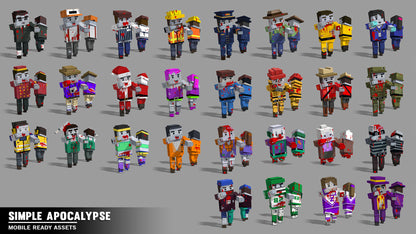 Examples of the Simple Apocalypse mobile ready zombie character assets