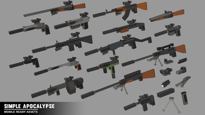 3D game weapon assets from the Simple Apocalypse Pack