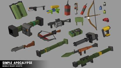 Military weapon 3D game assets for apocalypse game settings