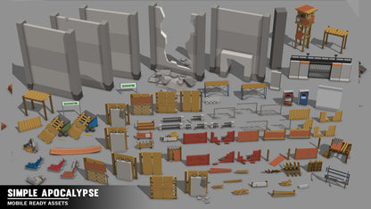 Makeshift defence shelters, barricades and walls for apocalypse Unity and Unreal Engine games