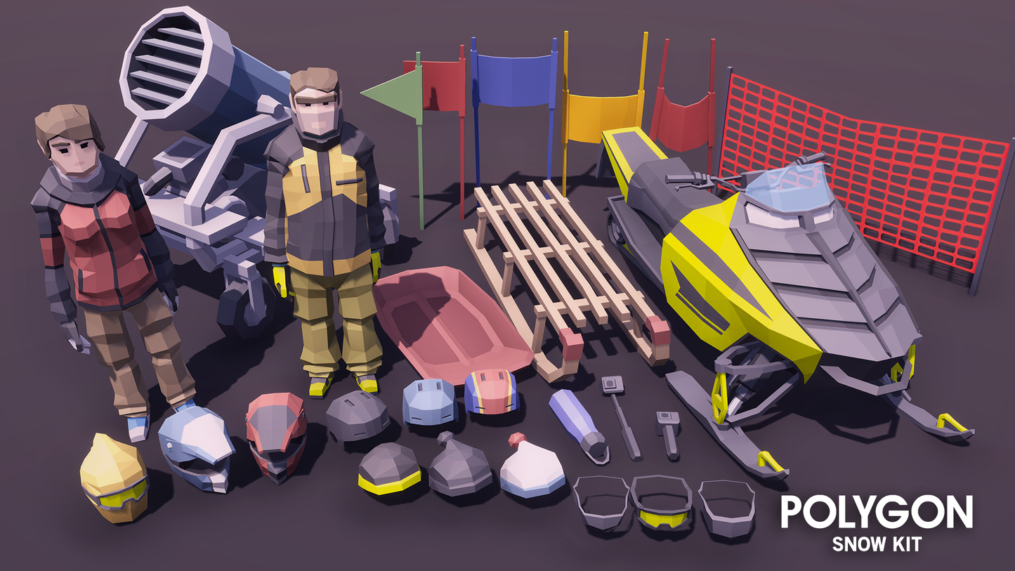 Polygon Snow Kit low poly game assets