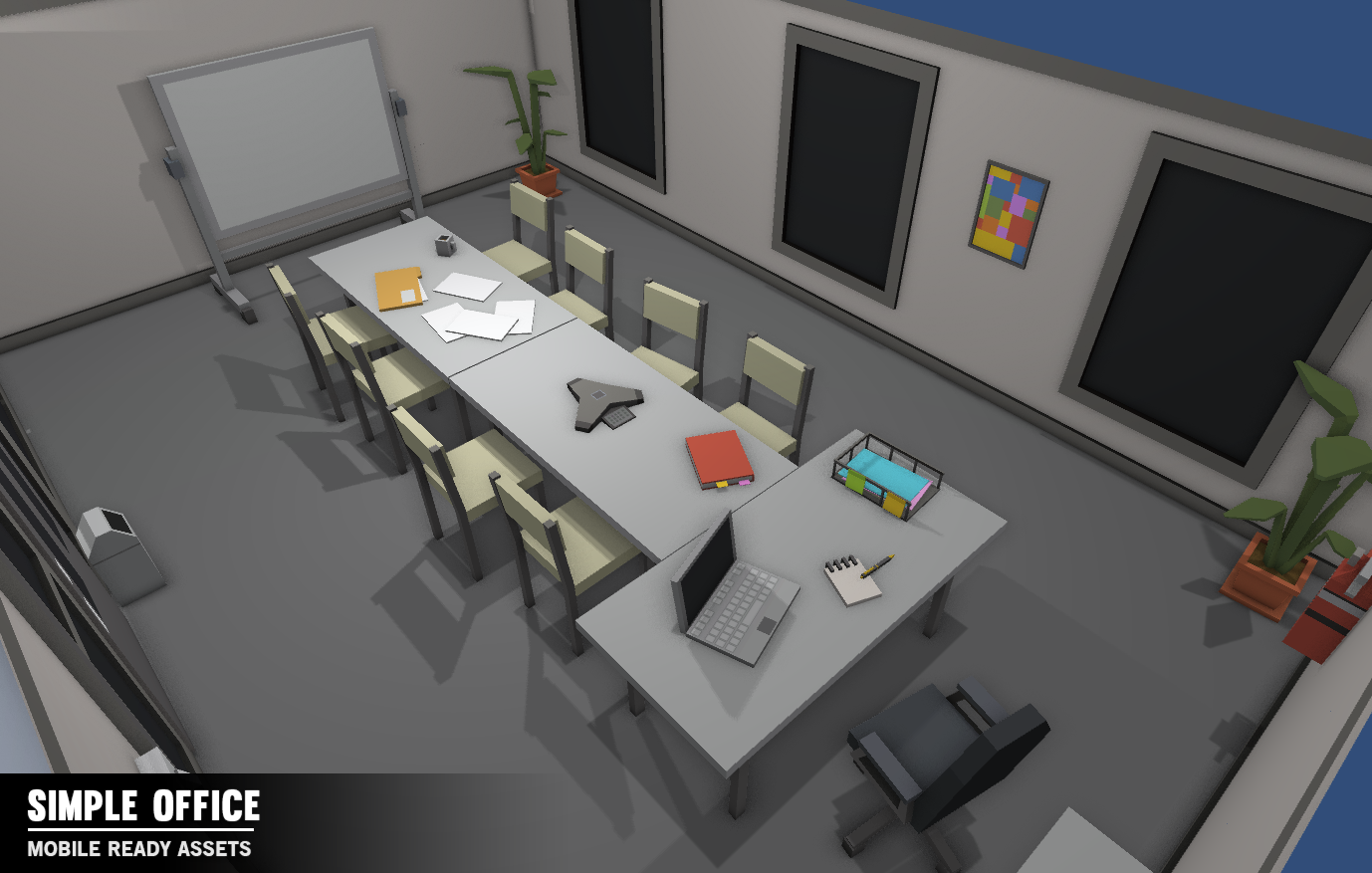 Simple Office boardroom mobile ready game asset