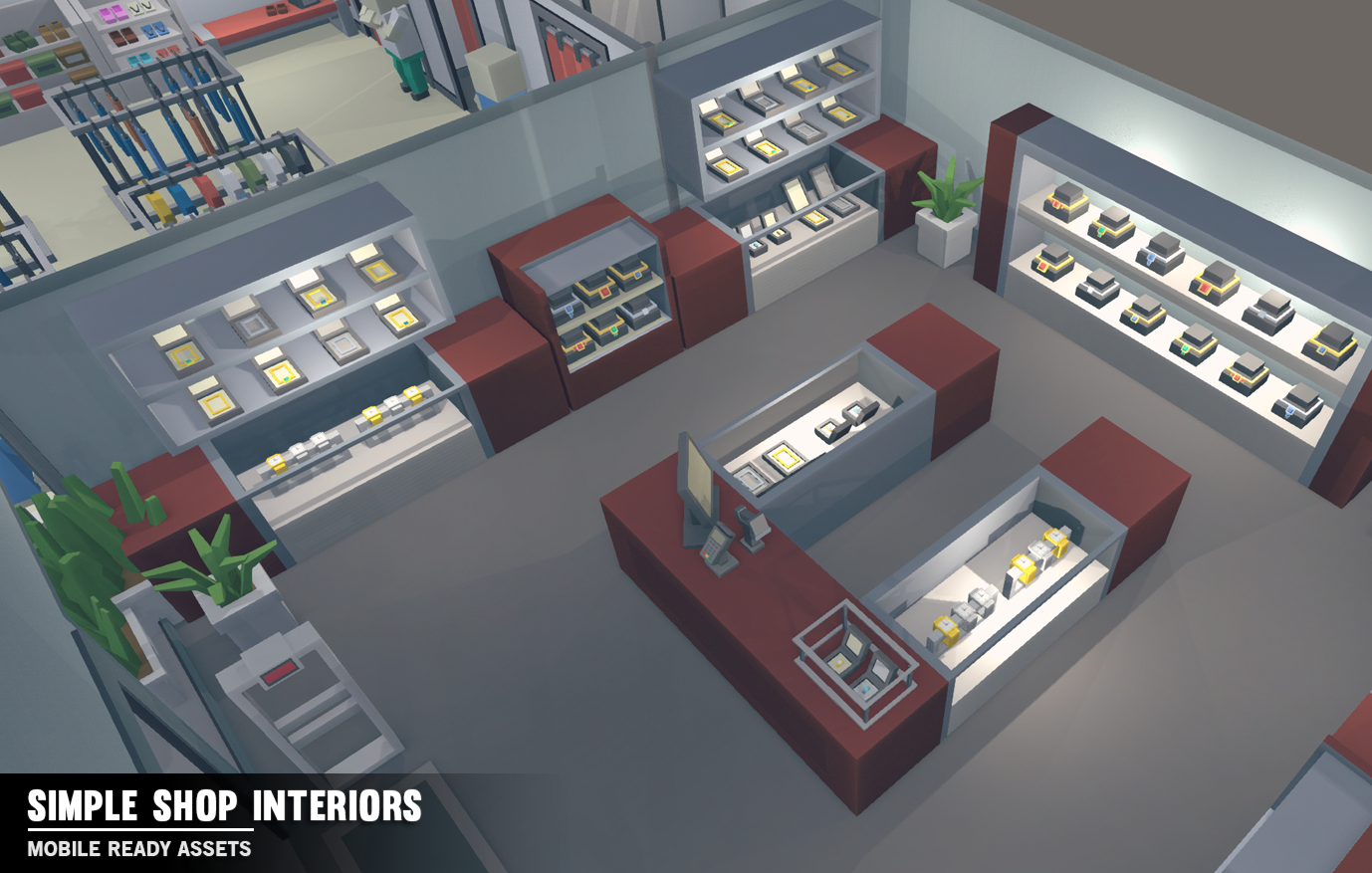 Simple Shop Interiors jewelry store low poly game assets