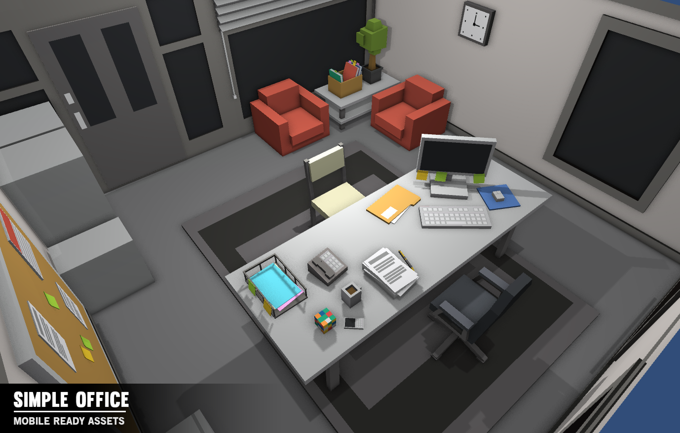 Simple Office low poly 3D office for top management