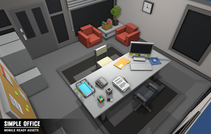 Simple Office low poly 3D office for top management