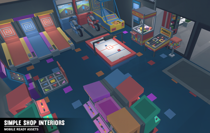 Simple Shop Interiors arcade and games centre for shopping mall low poly game assets