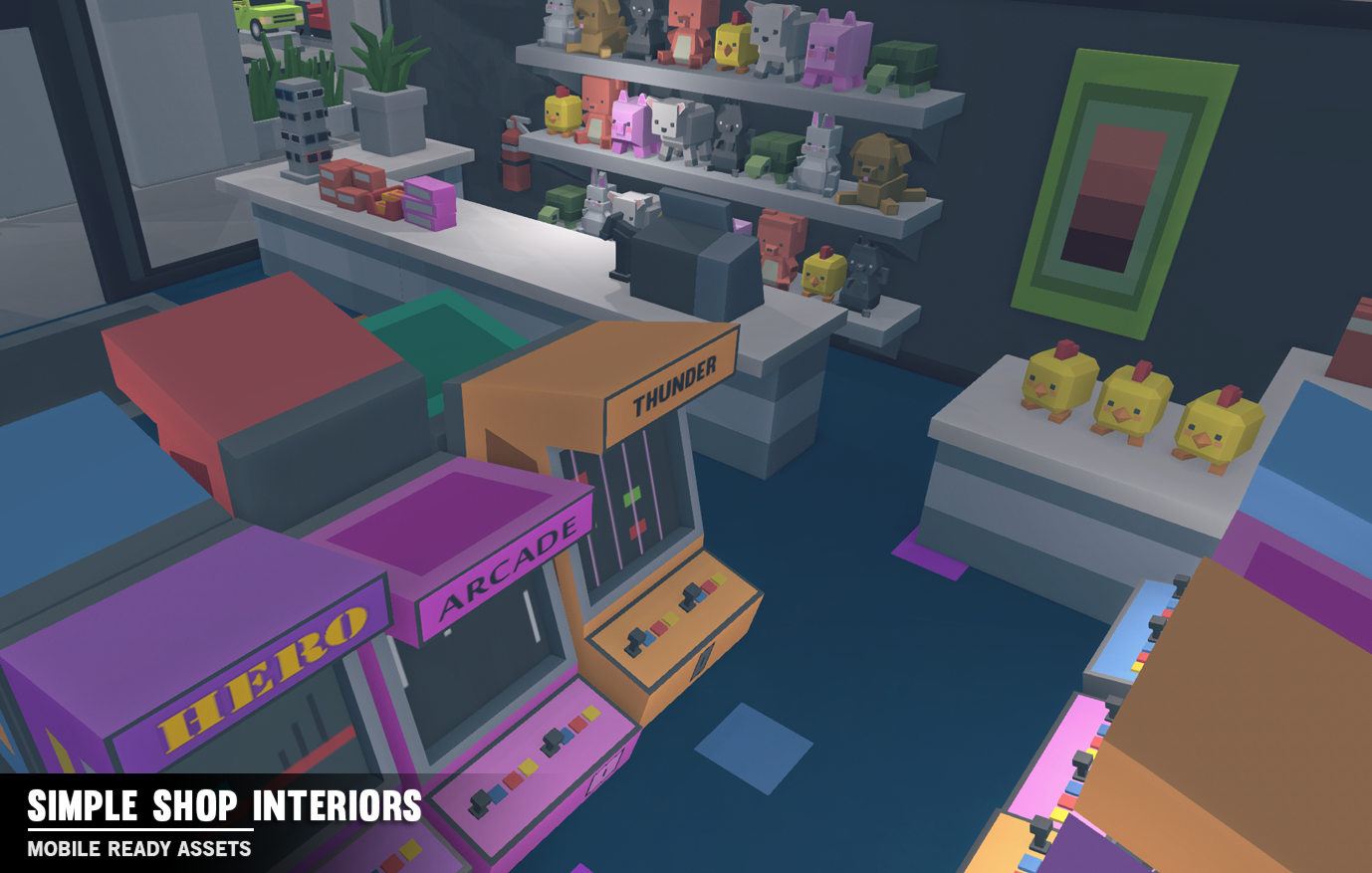 Simple Shop Interiors arcade shop low poly game assets