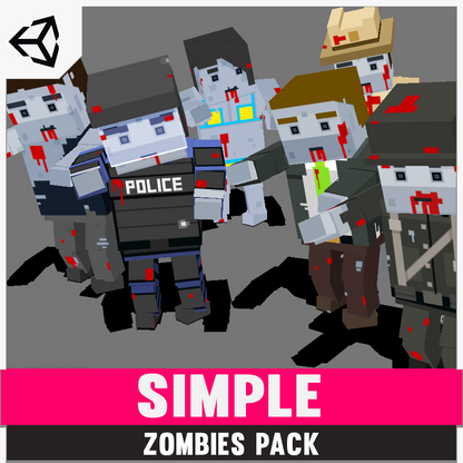 Simple Zombies Cartoon Characters for Unity and Unreal 3D low poly asset for game development