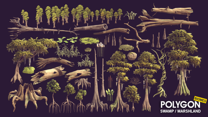 Swamp marshland game asset examples