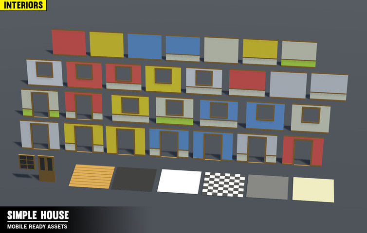 Floor, wall and ceiling textures for building 3D homes with low poly assets