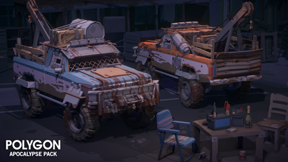 Apocalypse Pack 3D low poly tow truck vehicle assets for game development