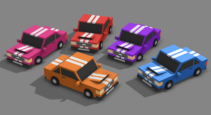 Five Simple Car cartoon vehicle game assets