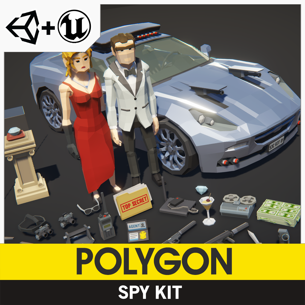 POLYGON Spy Kit for Unity and Unreal 3D low poly asset game development