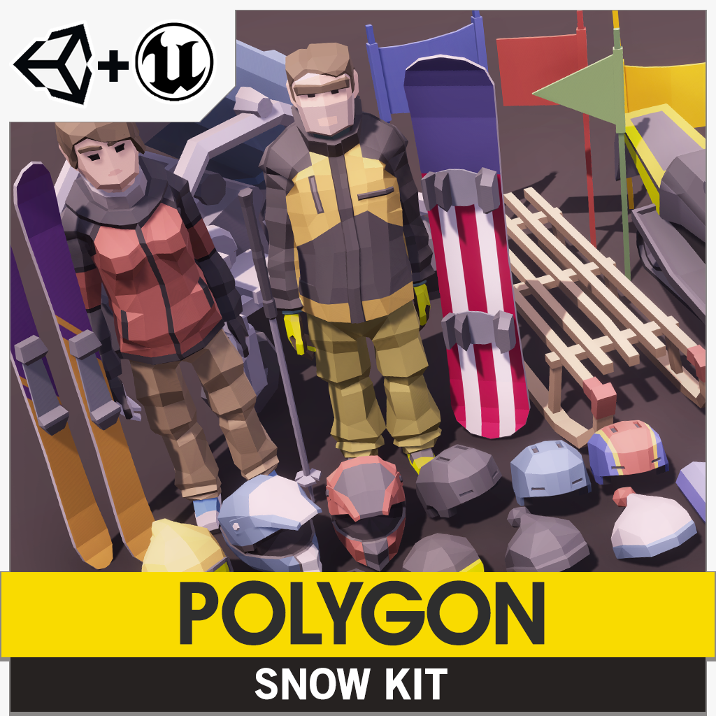 POLYGON Snow Kit for Unity and Unreal 3D low poly asset game development