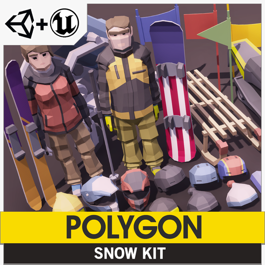 POLYGON Snow Kit for Unity and Unreal 3D low poly asset game development