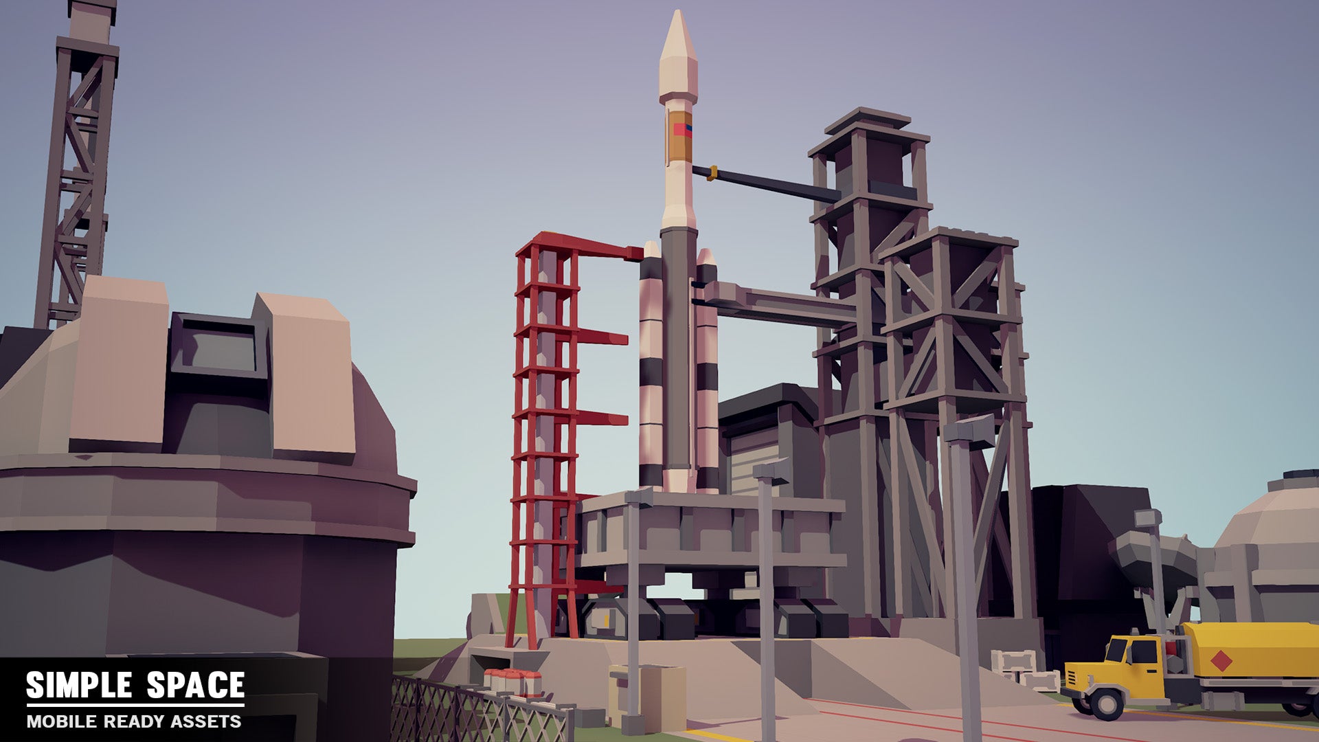 Simple Space space rocket low poly asset preparing to launch