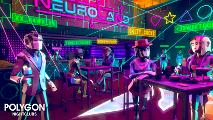 Neuroland nightclub guests on dates and ordering drinks near the bar