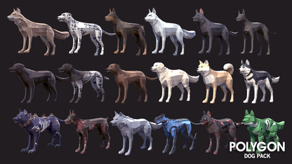 POLYGON - Dog Pack - Synty Studios - Unity and Unreal 3D low poly assets for game development