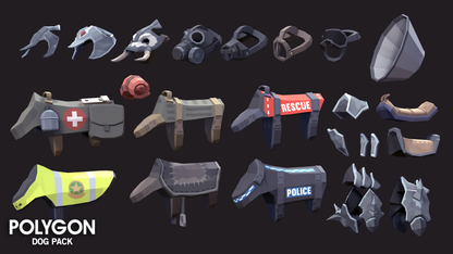 POLYGON - Dog Pack - Synty Studios - Unity and Unreal 3D low poly assets for game development