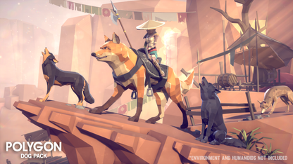 POLYGON - Dog Pack - Synty Studios - Unity and Unreal 3D low poly assets for game development