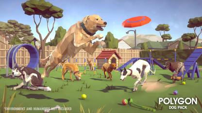 POLYGON - Dog Pack - Synty Studios - Unity and Unreal 3D low poly assets for game development