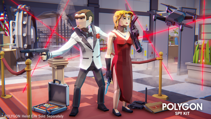 Male and female spy character 3D low poly game assets